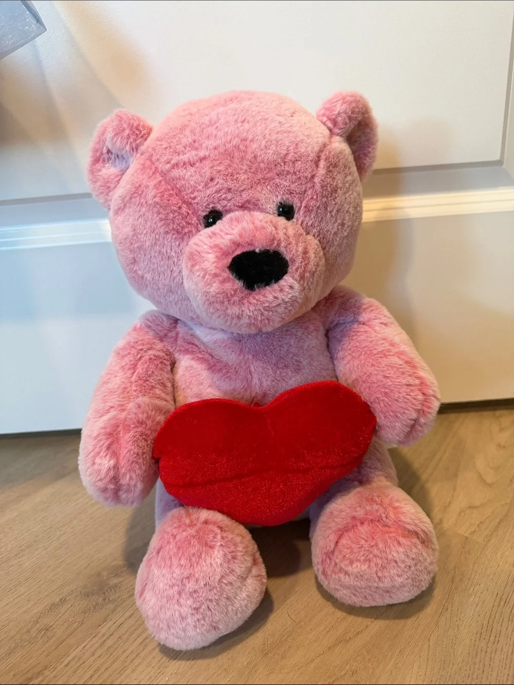 Plush Pink Teddy Bear with Red Heart - Kids Toy